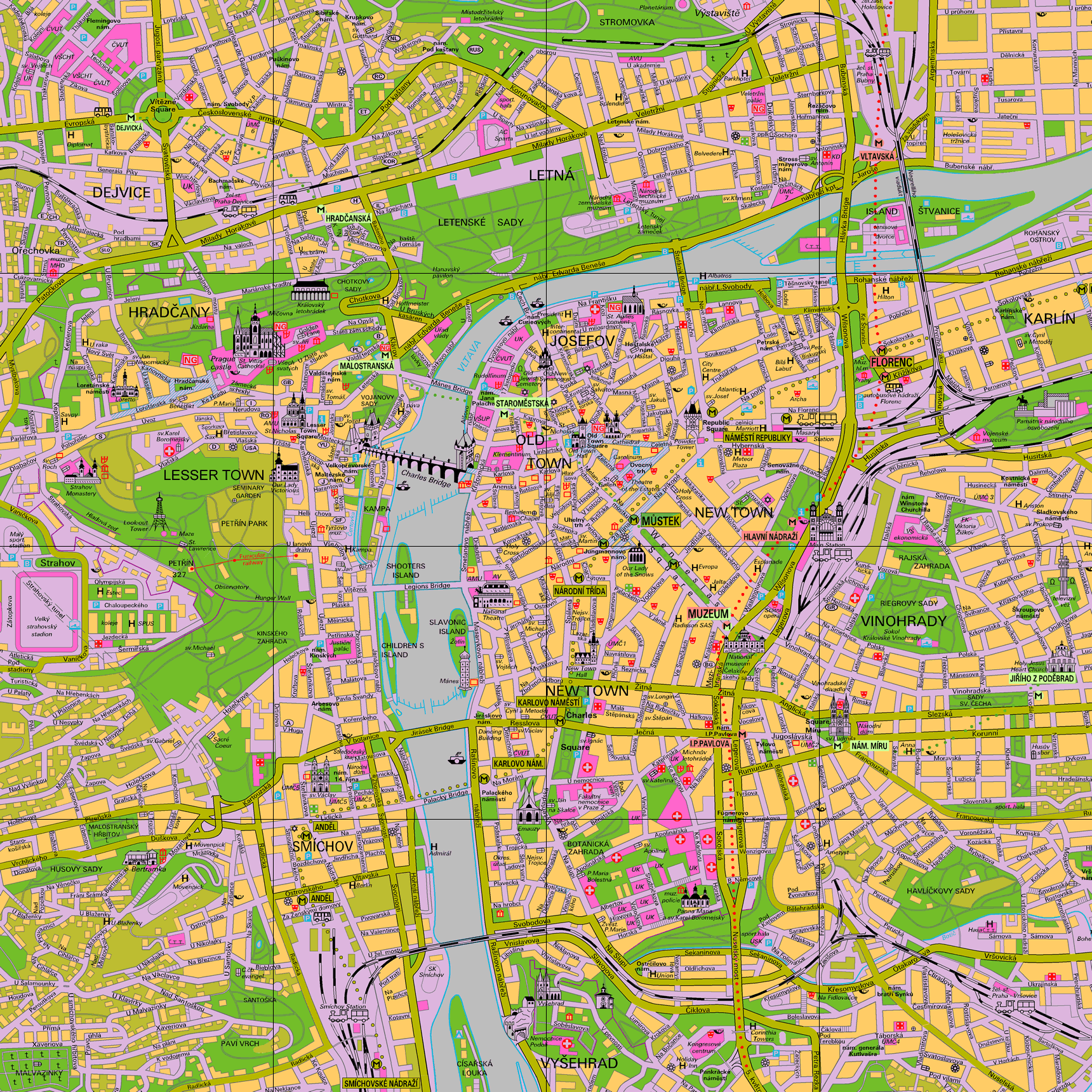 Large Map Of Wenceslas Square In Prague Prague Experience