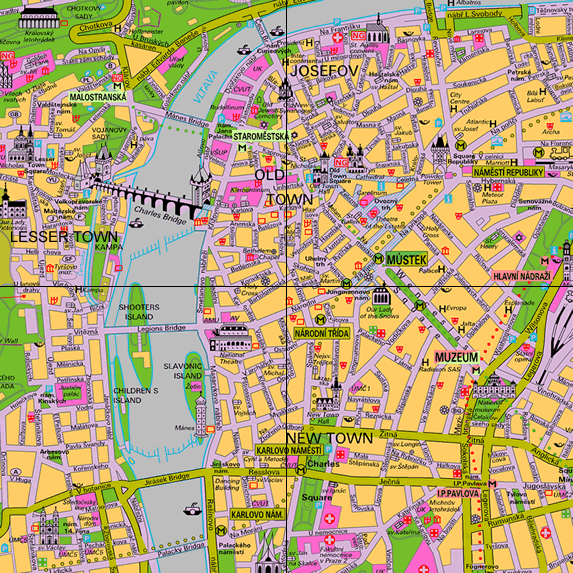Map Of Prague Showing Old Town Square Starom stsk N m st Prague 
