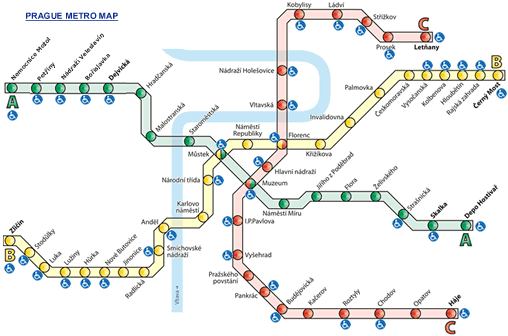 Metro english prague map Prague Attractions