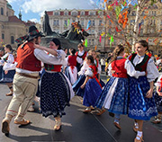 Folk Dancers at Prague Easter Market at Old Town Square